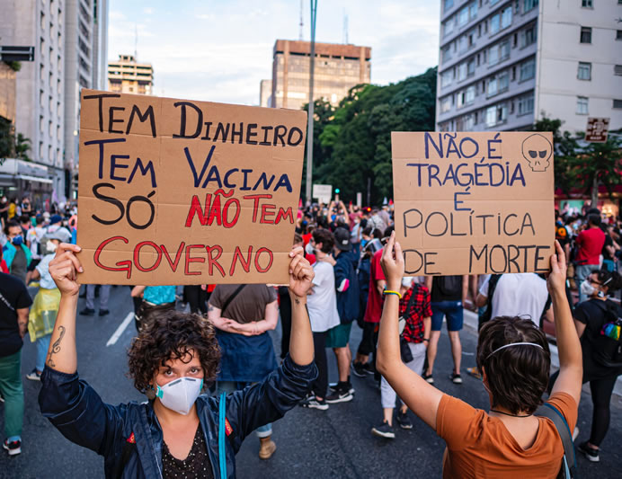 Manifestação na Avenida Paulista durante a pandemia de Covid-19. | Foto: Marlon Marinho/Pexels